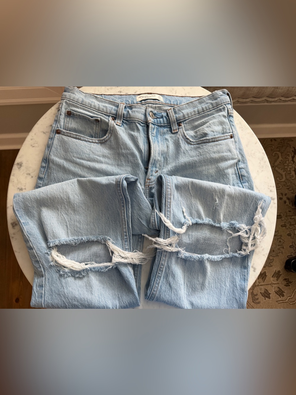 Abercrombie & Fitch Light Blue Distressed Relaxed Jeans - Picture 1 of 5